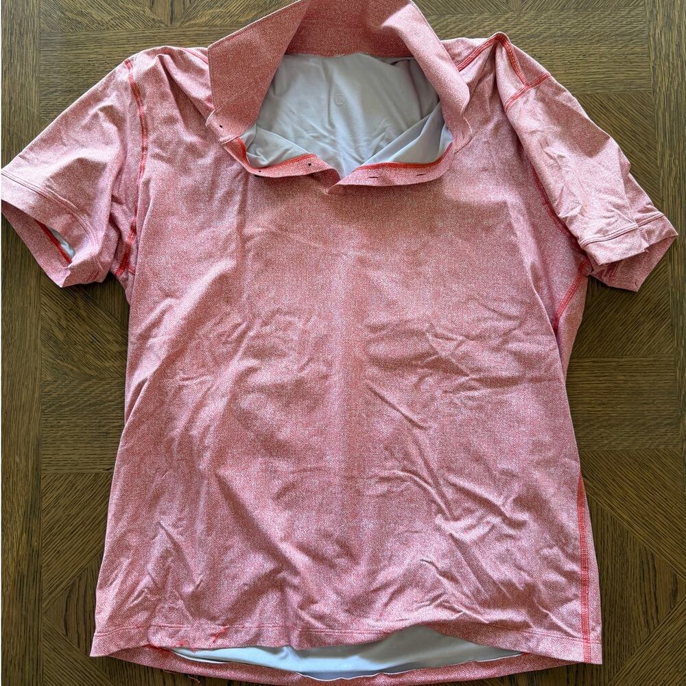 Lululemon Airing Easy Camp Collar Shirt Men's L Coral Textured